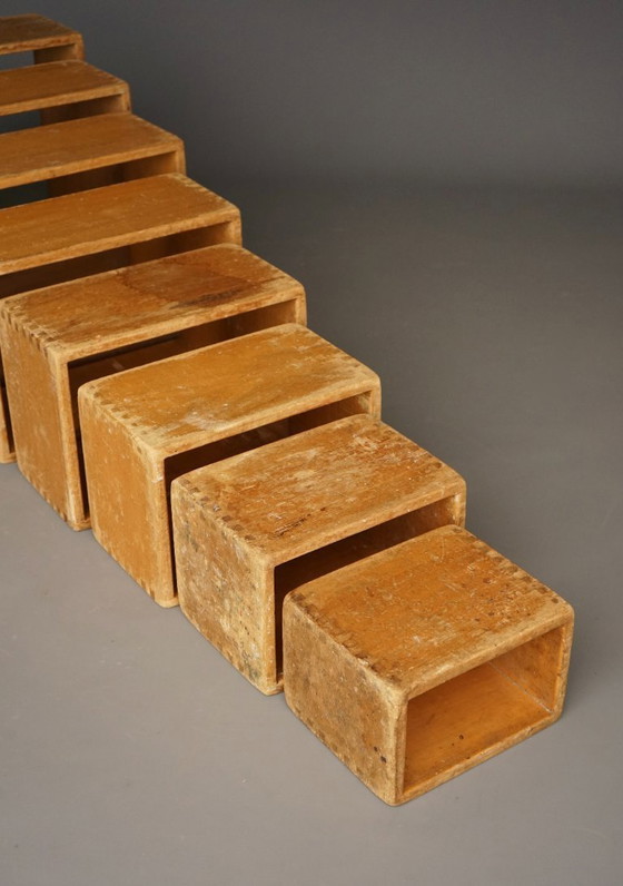 Image 1 of Blocs de construction en bois pour enfants, ensemble de 8, années 1950