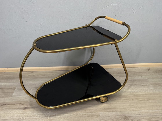 Image 1 of Vintage serving trolley with smoked glass tops