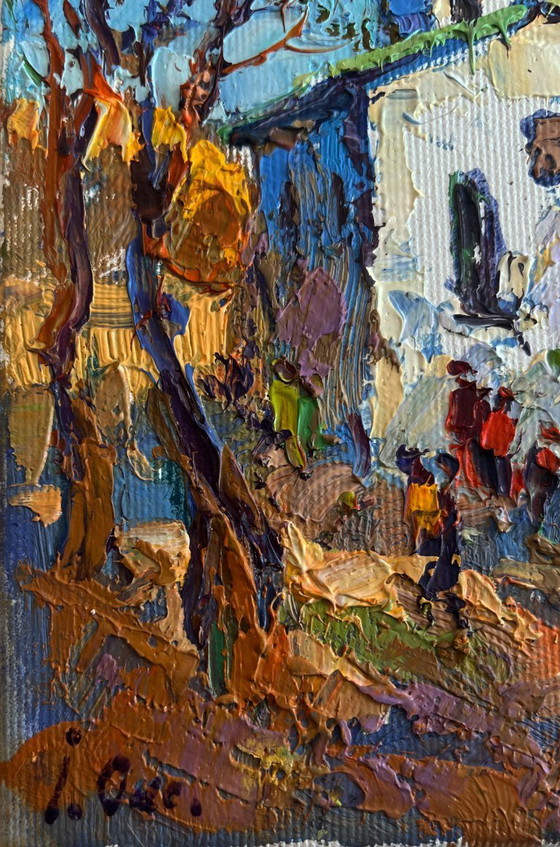 Image 1 of Original Oil Painting Autumn Church Landscape Autumn church bells