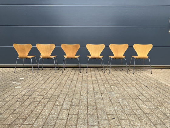 Image 1 of Fritz Hansen series 7 Butterfly chairs natural wood 1988