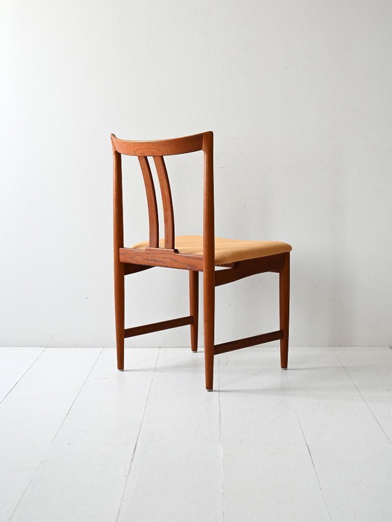 Image 1 of Juego de 6 sillas escandinavas de teca con asientos amarillos