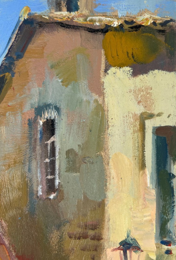 Image 1 of Peinture à l'huile originale - Paysage de rue urbaine - Chemin vers la maison par la ruelle