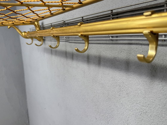 Image 1 of Vintage metalen wandkapstok met touw