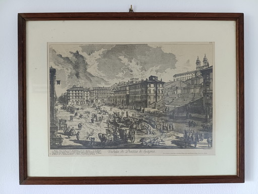 Piranesi Rome Spanish Steps print mid 1900s