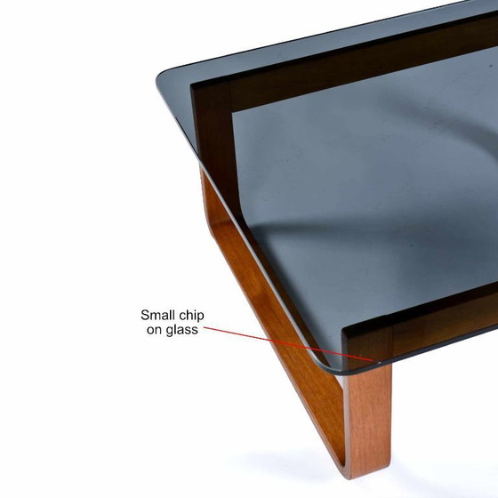 Image 1 of Vintage 1970s Minimalist Modern Frank Lowen for Tessa T4 Teak and Glass Square Side Table or Coffee Table