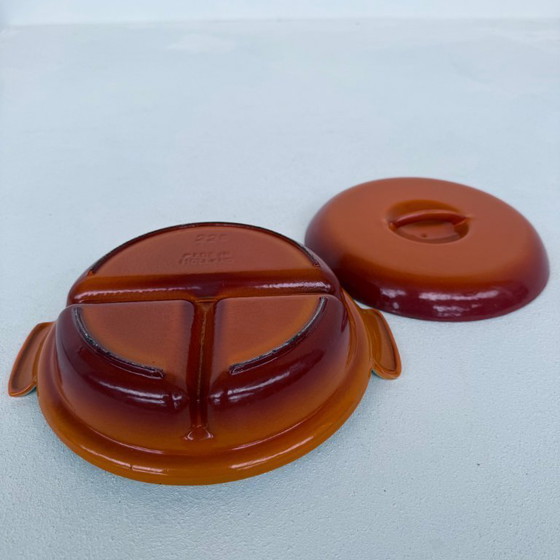 Image 1 of Dru enamel orange brown 3-compartment dish