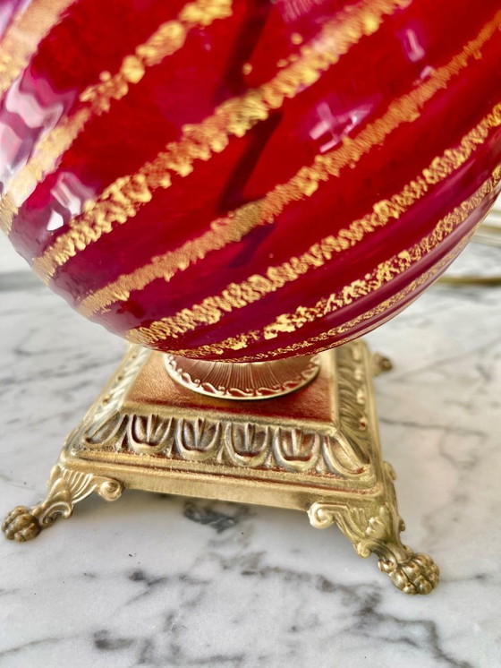 Image 1 of Tischlampe Muranoglas Farbe Rubin Rigadin ,Italien 1950