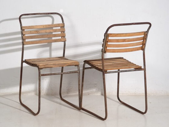 Antique garden chairs (c.1920). Set of 2 pieces #7 – Wood, Iron (photo 18 of 40)