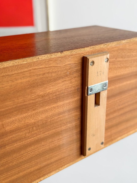 Image 1 of Wandplank van teakhout, 200 cm, van Walter Wirz voor Wilhelm Renz