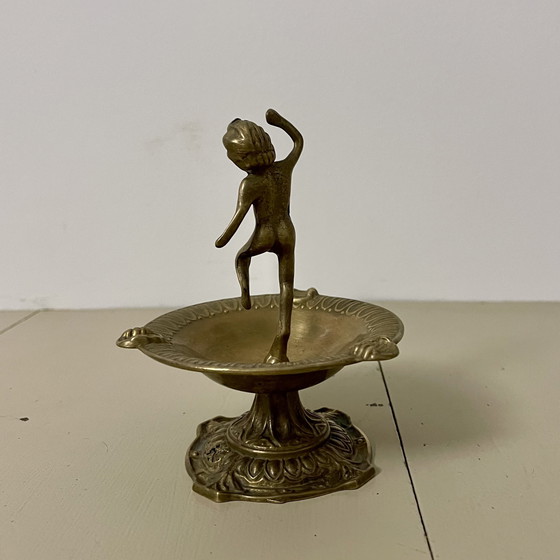 Image 1 of Brass Cherub Ashtray