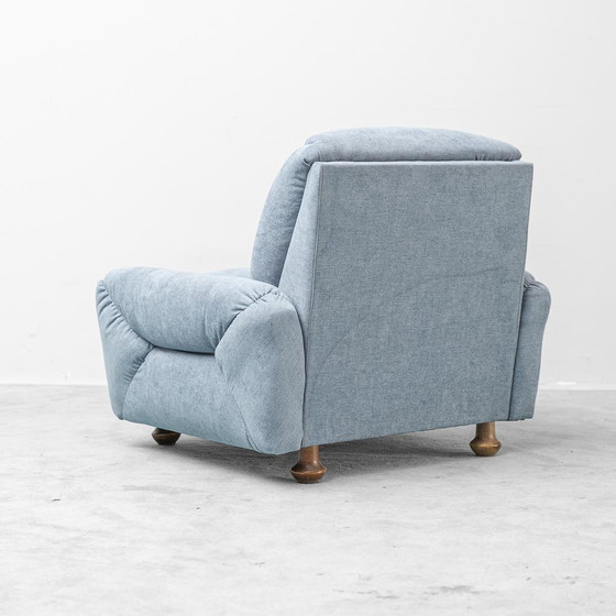Coppia di poltrone vintage italiane in tessuto azzurro – Design anni '50 – Mid Century Modern (photo 9 of 11)