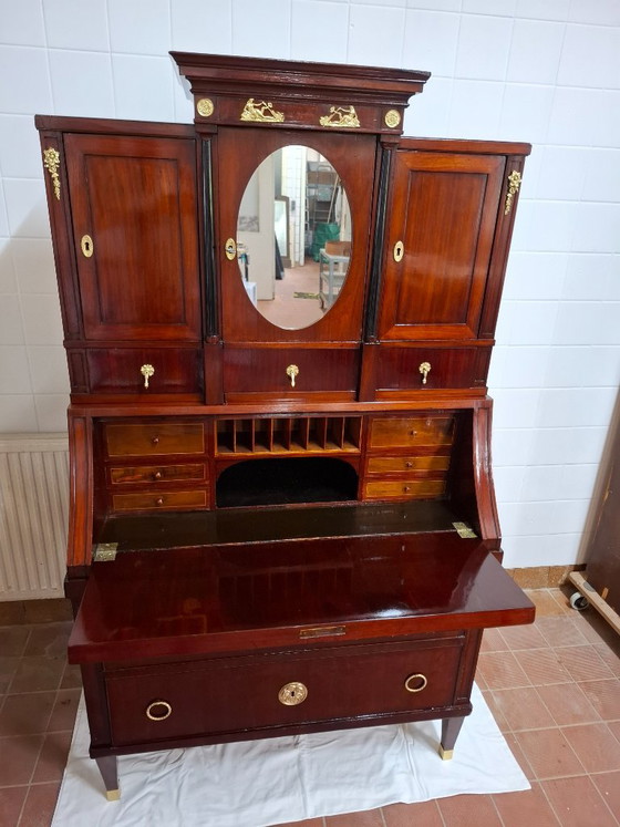 Bureaux Empire vers 1820 – Polissage à la gomme laque magistral – Verre, Bois (photo 3 of 8)