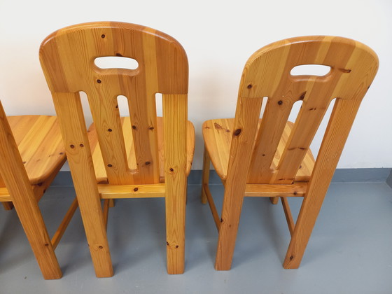 Image 1 of Suite of 4 Vintage Pine Chairs from the 70s and 80s