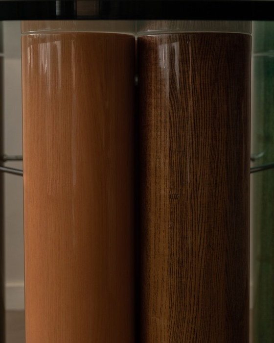 Image 1 of Vintage Saporiti Italia Dining Table – Enamel Column Base –  Postmodern 1980s