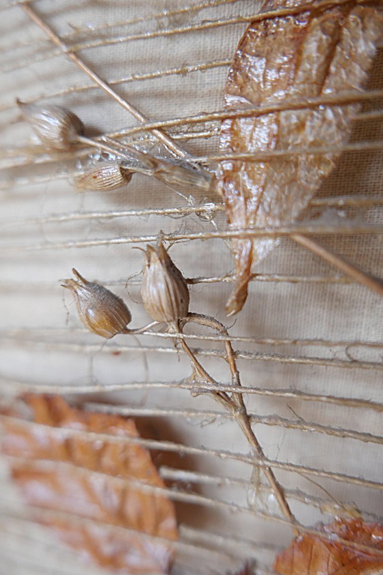 Image 1 of Grande lampe vintage années 70 design 1970 style ACCOLAY bois metal tissu