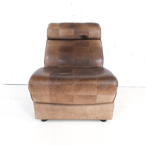 Image 1 of Fauteuil vintage en cuir patchwork
