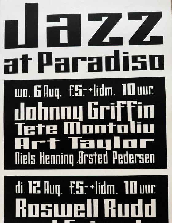 Image 1 of Jazz al Paradiso, agosto 1975, serigrafia vintage, stampata nei Paesi Bassi