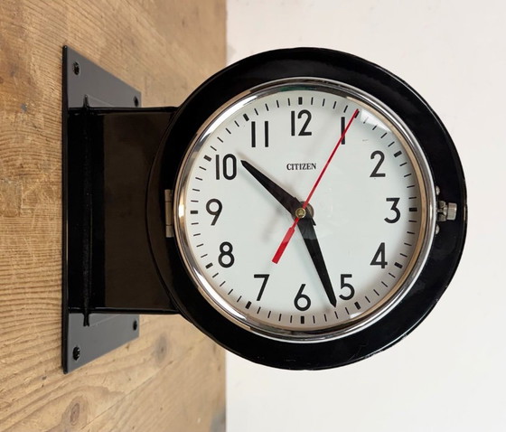 Image 1 of Vintage zwarte Citizen dubbelzijdige scheepswandklok, jaren 80
