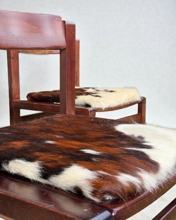 Image 1 of Italienische Esszimmerstühle aus der Mitte des 20. Jahrhunderts mit Bezug aus naturbelassenem Rindsleder (2er-Set)