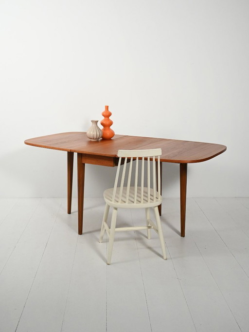 Scandinavian with double drop-leaf teak table