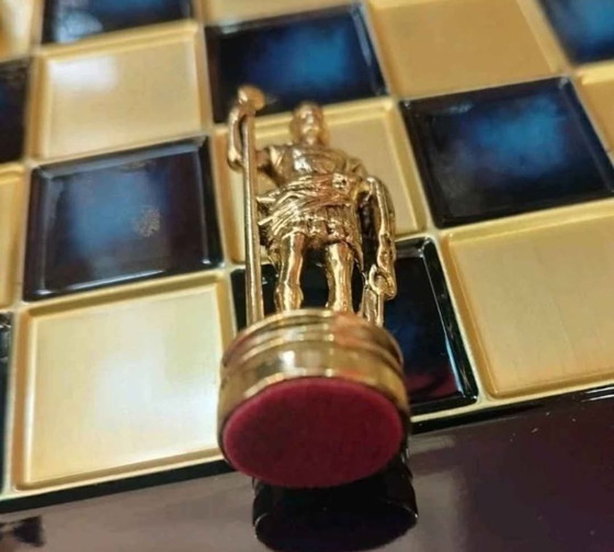 Image 1 of Manopoulos Griekenland schaakspel met schaakbord en certificaat