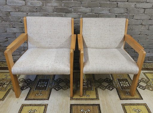 Paar bouclette wollen fauteuils 1970