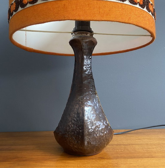 Ceramic Orange / Brown Table Lamp 1960s – Textile (photo 7 of 13)
