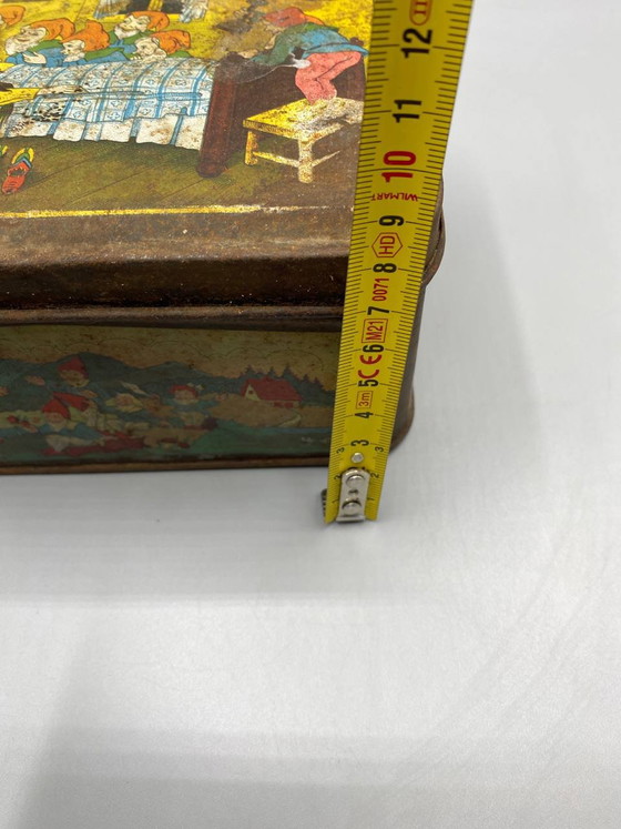 Lithographed Tin Biscuit Box – Snow White and the Seven Dwarfs – Damoiseau – – Decorative Objects, Metal (photo 10 of 10)