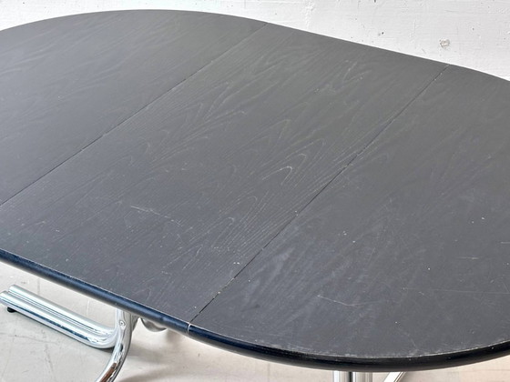 Image 1 of Black extendable table with chrome frame, 1970s