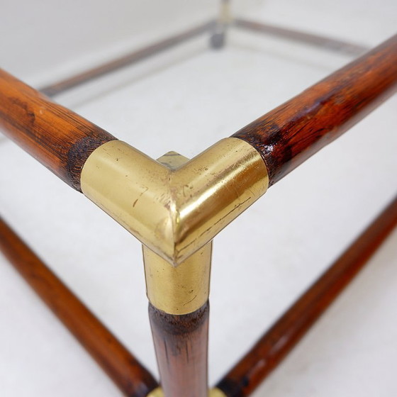 Image 1 of Coffee table in bamboo and brass, glass top, 1960s