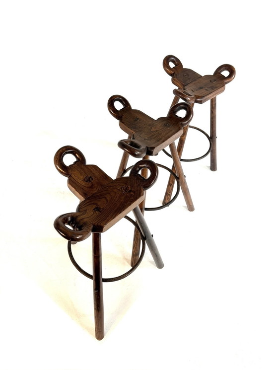 Image 1 of 3x tabourets de bar vintage 'Marbella', Conoform '60