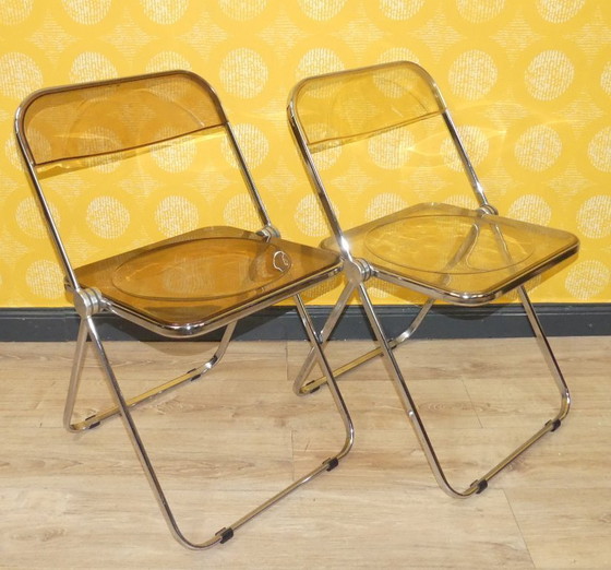 Image 1 of Castelli Kunststoff Klappstuhl PLIA Chair 70er Jahre Design Klassiker braun transparent