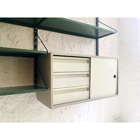 Image 1 of Vintage green and gray metal wall unit by Tjerk Reijenga for Pilastro, 1960