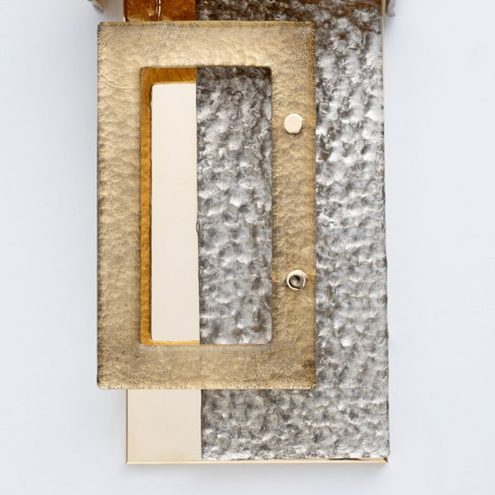 Image 1 of Lámpara de pared geométrica moderna de cristal de Murano y latón