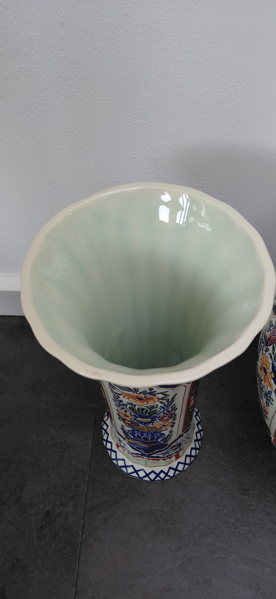 Image 1 of Beautiful 3-piece Antique Cabinet Set – Boch Belgium – Hand-painted