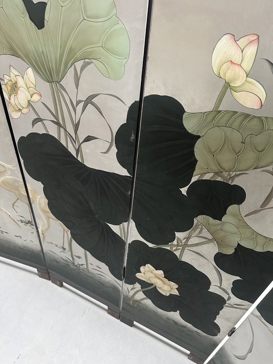 Image 1 of Paravento/divisorio per ambienti vintage giapponese dipinto a mano.