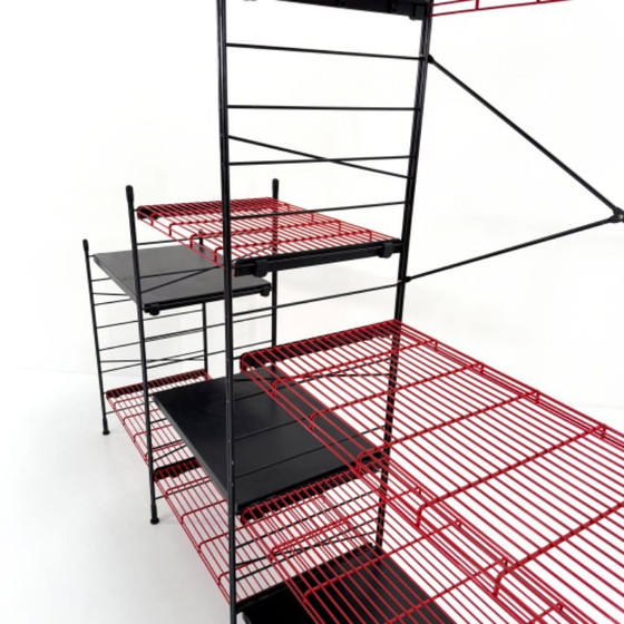 Image 1 of Postmodern Black & Red Modular Bookshelf in Metal, 1980s