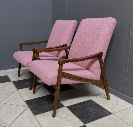 Image 1 of Pink Boucle Jiri Jiroutek chairs 1960s