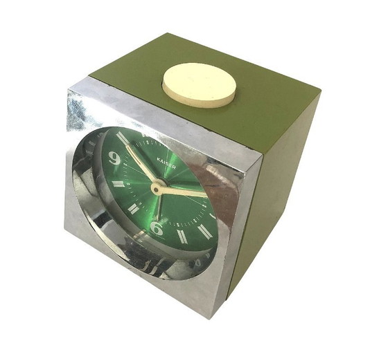 Image 1 of Vintage Kaiser Alarm Clock – Space Age – West Germany – Green Chrome – 1970s
