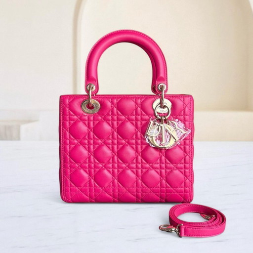 DIOR LADY MEDIUM - CANNAGE LAMSLEER FELROZE GOUDEN BESLAG