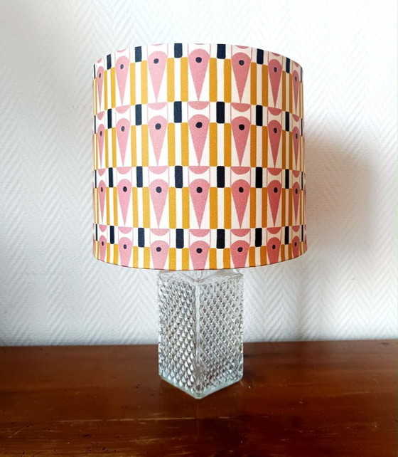 Image 1 of Whiskey carafe lamp and abstract lampshade