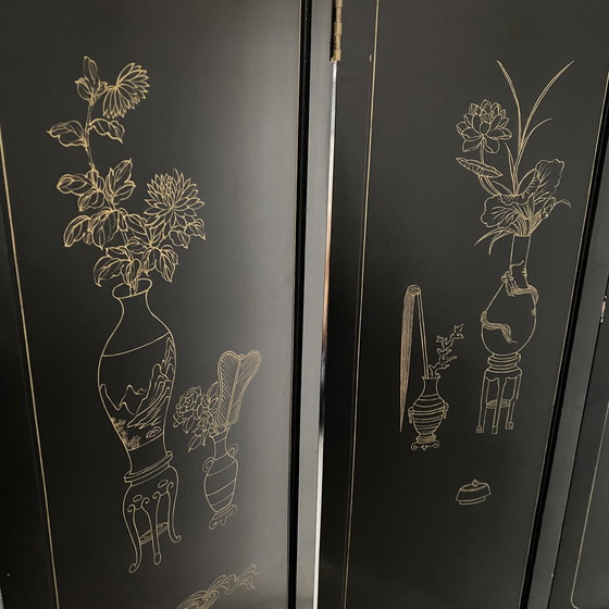 Image 1 of Mid - Century Chinese Room Divider Speck Stone Hand Painted 1950s