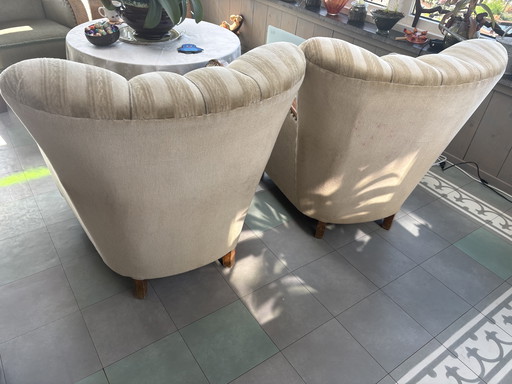 Twee vintage fauteuils met vering