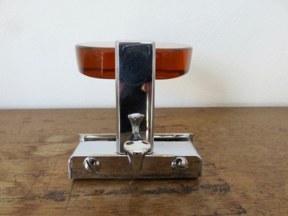 Image 1 of Wandkapstok van oranje Murano-glas en verchroomd messing, 1970