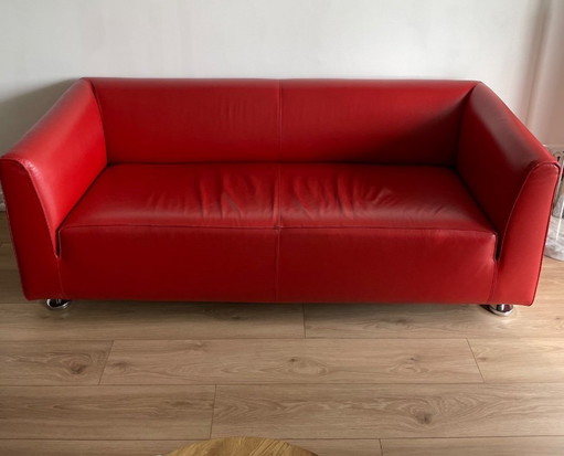 Design rode leren bank GELDERLAND 4800 designer Henk Vos