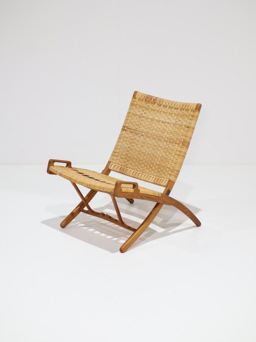 JH512 Folding Chair Hans J. Wegner eiken rotan Johannes Hansen – Hans Wegner, fauteuils, Wood, Vintage