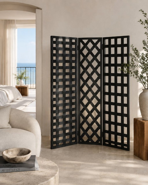 Tres Ritmos: Separador de Ambientes Escultórico Tejido – kamerschermen, Wood, Polyester