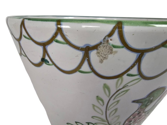 Image 1 of Vintage - ceramic flower pot - Italian - hand-painted - flowers - 60s