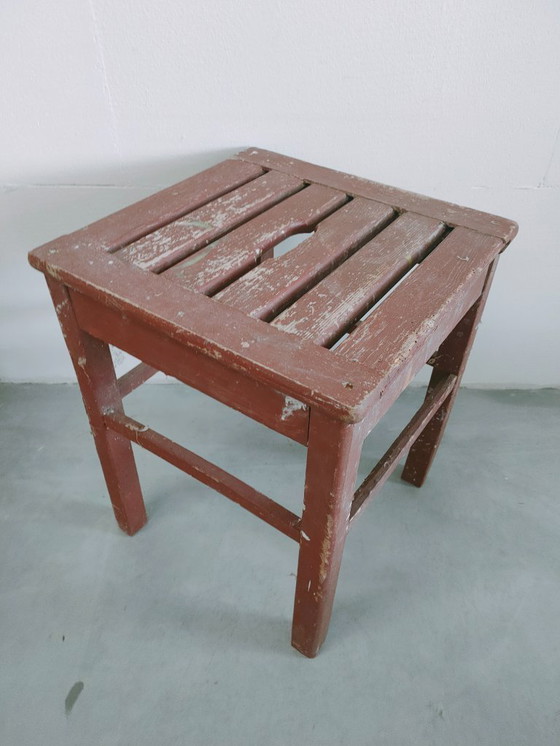 Image 1 of Brocante vintage/antique milk stool, side stool, side table (4 in stock).