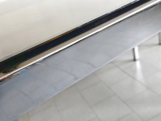 Image 1 of Scrivania vintage anni '70 in acciaio cromato e vetro fumé, Saint-Gobain, anni '70